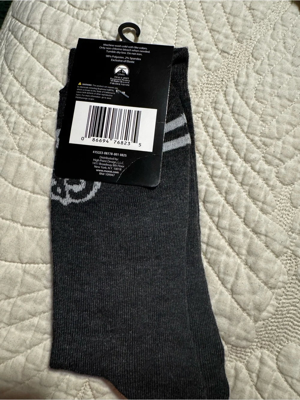 Black & Gray 'T Birds' Crew Socks